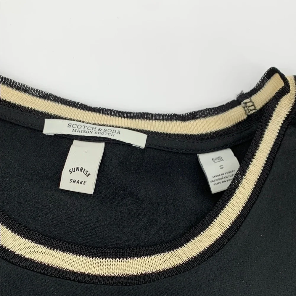 Scotch & Soda Maison Sunrise Shake tank black shirt blouse top gold women Small